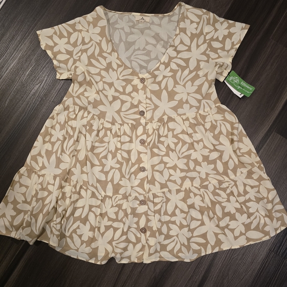 NWT RIP CURL Holiday Tropics Baby Doll Dress, Tan, Size XL - Picture 5 of 12